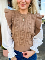 Load image into Gallery viewer, Making It About Me Mocha Sweater Vest Blouse
