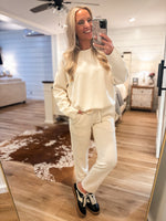 Load image into Gallery viewer, Coming Back Vanilla Satin Trim Sweatshirt &amp; Lounge Pant Set
