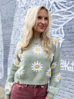 Load image into Gallery viewer, Daisy Simply Southern Cropped Green Sweater
