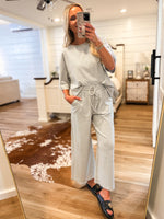 Load image into Gallery viewer, Enjoying This Gray Stripe Tee &amp; Lounge Pant
