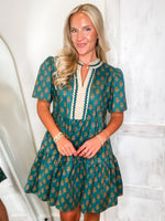 Load image into Gallery viewer, In Harvest Teal Floral Mini Dress
