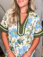 Load image into Gallery viewer, At My Best Olive Floral Mini Dress
