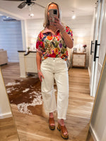 Load image into Gallery viewer, Luminating Kindness Fuchsia Floral Contrast Blouse

