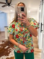 Load image into Gallery viewer, Sent Here Yellow/Red Floral Blouse
