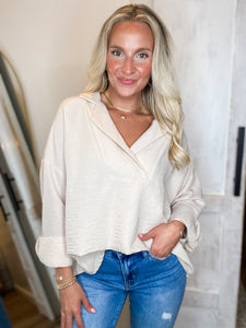 Day In The Office Ivory Drop Shoulder Blouse