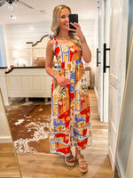 Load image into Gallery viewer, Tide&#39;s Turning Coral Printed Midi Dress
