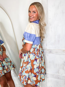 Feeling In Fall Rust Floral Mini Dress