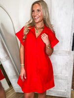Load image into Gallery viewer, New Find Red Linen Mini Dress
