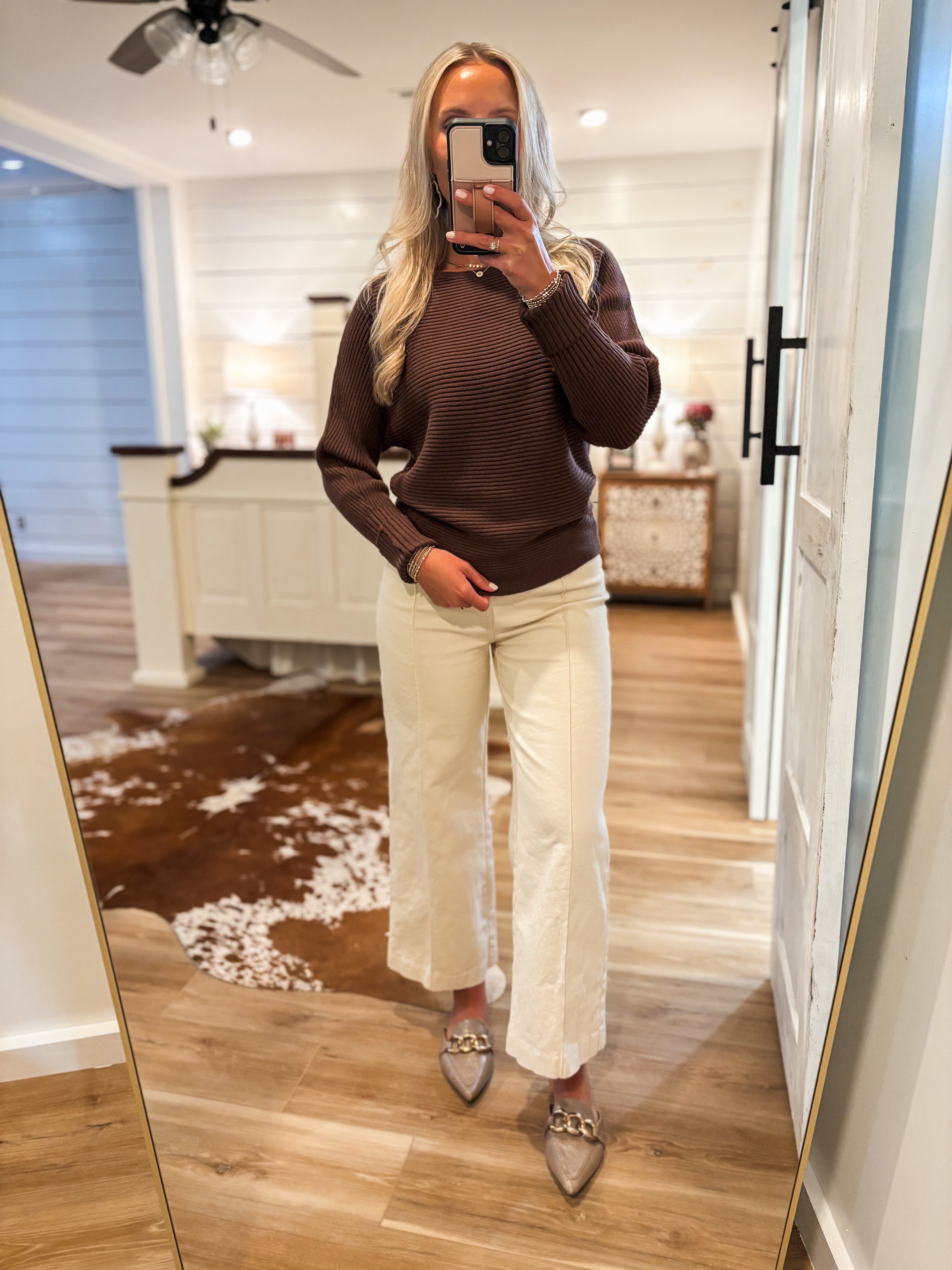 Almost Home Brown Knit Sweater