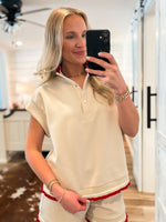 Load image into Gallery viewer, Summer Calendar Ecru Luxe Knit Henley &amp; Short Set
