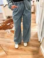 Load image into Gallery viewer, Step Forward Denim Track Lounge Pant

