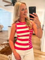 Load image into Gallery viewer, Thankful For You Pink &amp; White Striped Tank
