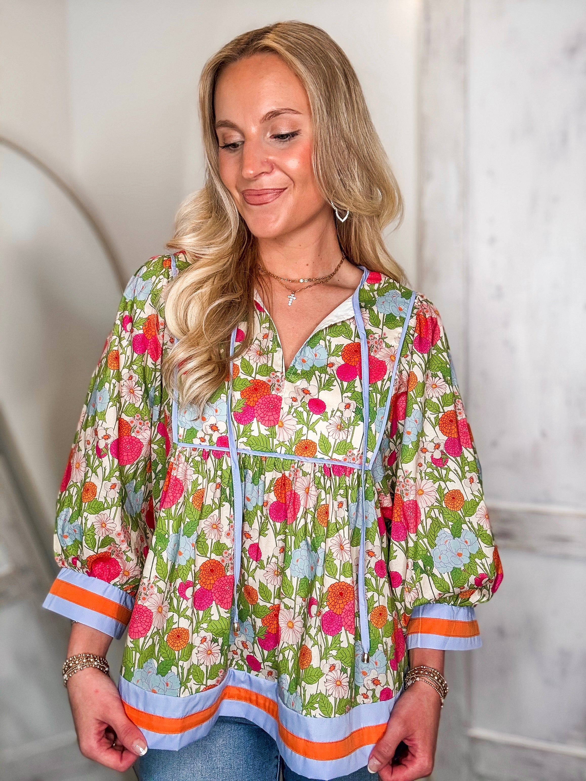 Springing Forward Pastel Floral Blouse