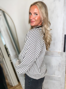 Time To See Black & Ivory Stripe Blouse