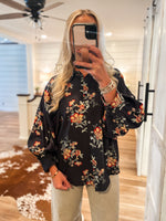 Load image into Gallery viewer, Today&#39;s Plan Black Floral L/S Blouse
