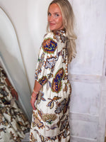 Load image into Gallery viewer, Here For It Navy Multi Paisley Midi Dress

