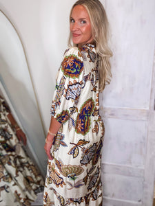 Here For It Navy Multi Paisley Midi Dress