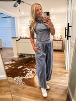 Load image into Gallery viewer, Laying Back Denim Blue Wash Wide Leg Pant
