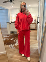 Load image into Gallery viewer, All In Red Pullover &amp; Cargo Lounge Pant Set
