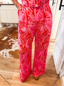 Island Bound Pink Tropical Print Tank & Lounge Pant Set