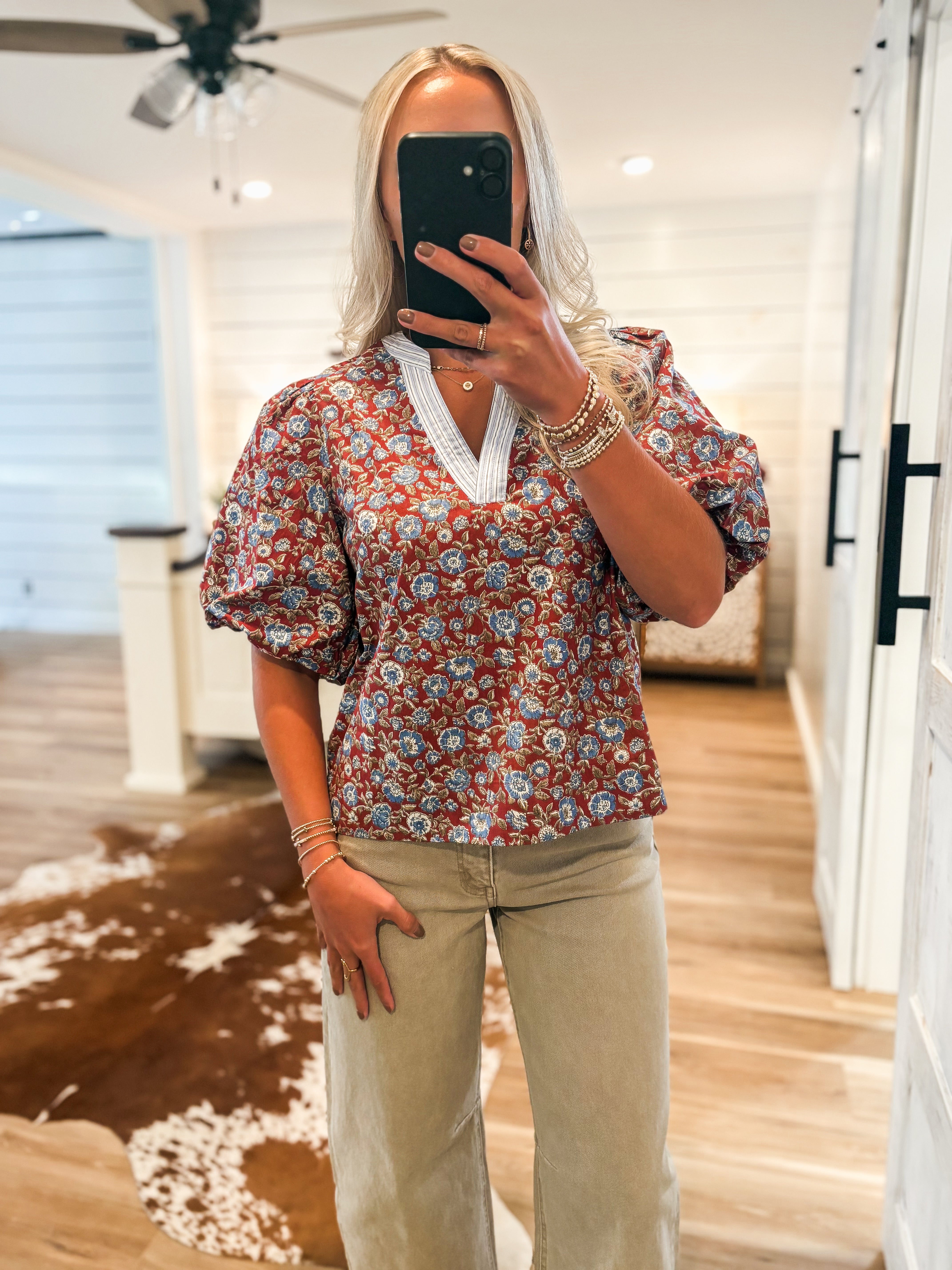 Taking It Rouge Floral Blouse
