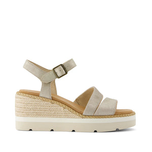 TOMS Darya Wedge Sandal - Champagne Metallic Suede