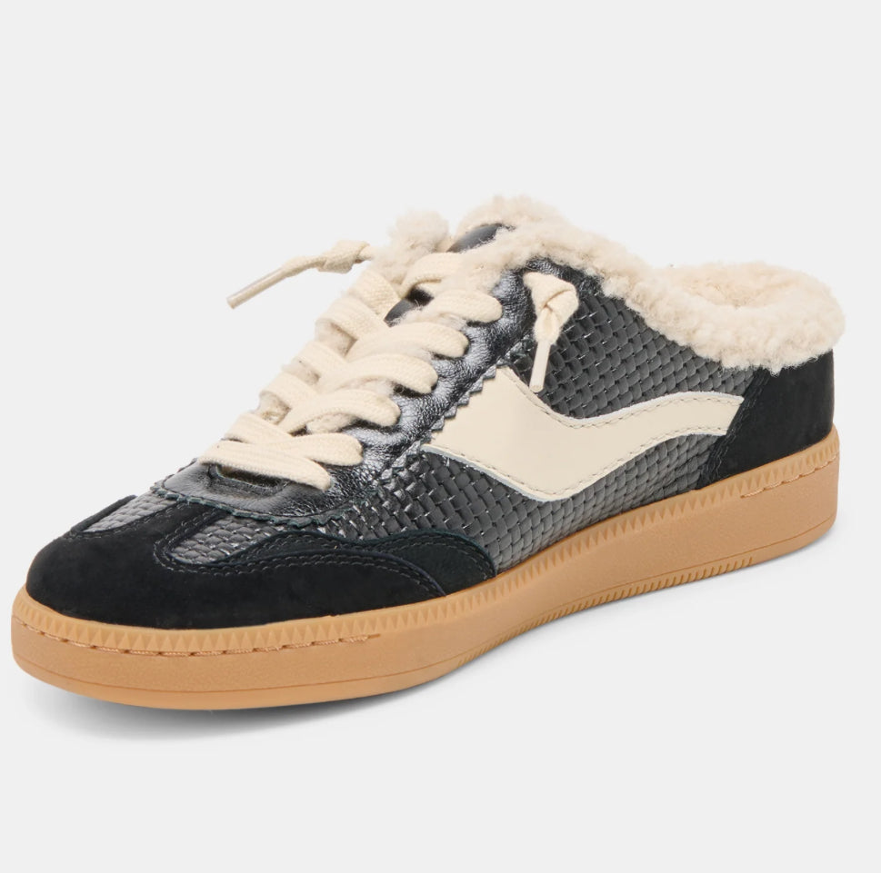 Dolce Vita Notice Slide Plush Sneaker - Black Woven Leather