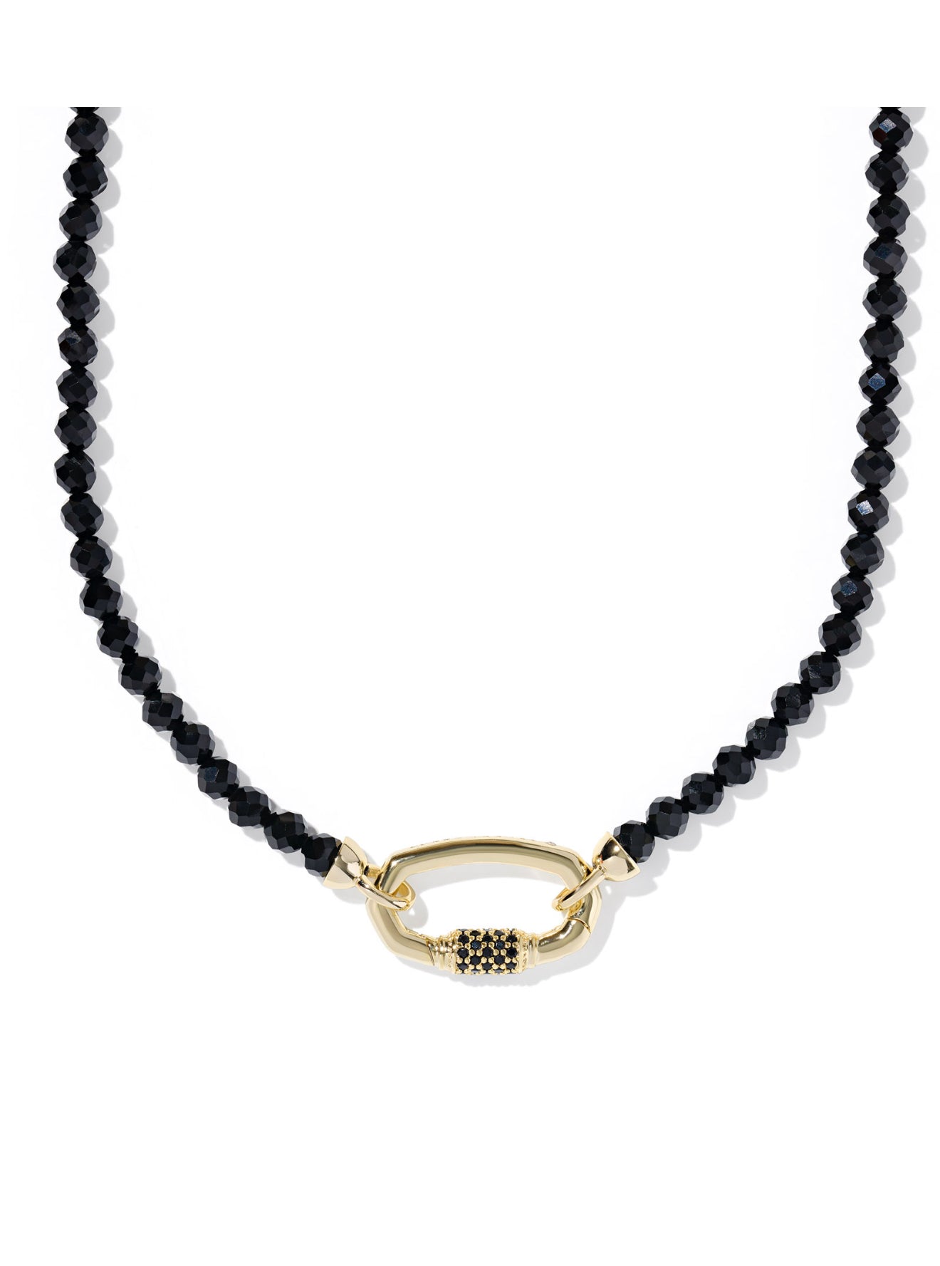 Emery Gold Black Agate Beaded Strand Necklace