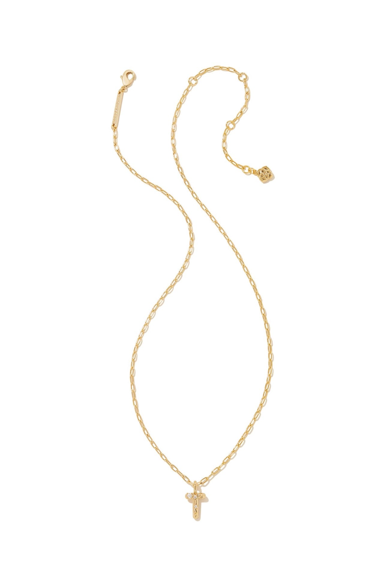 Crystal Letter T Pendent Gold Necklace