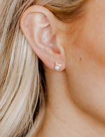 Load image into Gallery viewer, Screwback Stud Earrings - Pearl Bow

