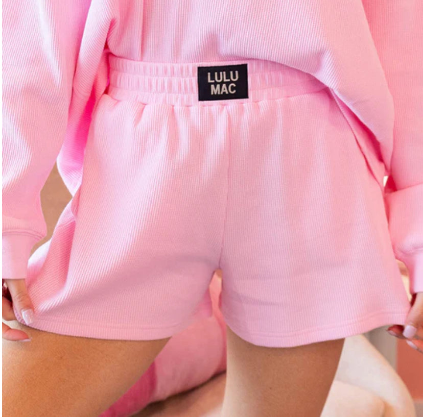 Lulu Mac Pink Waffle Shorts