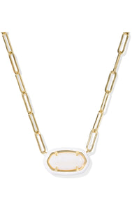 Kendra Scott Elisa Paperclip White Mother of Pearl Gold Frame Necklace