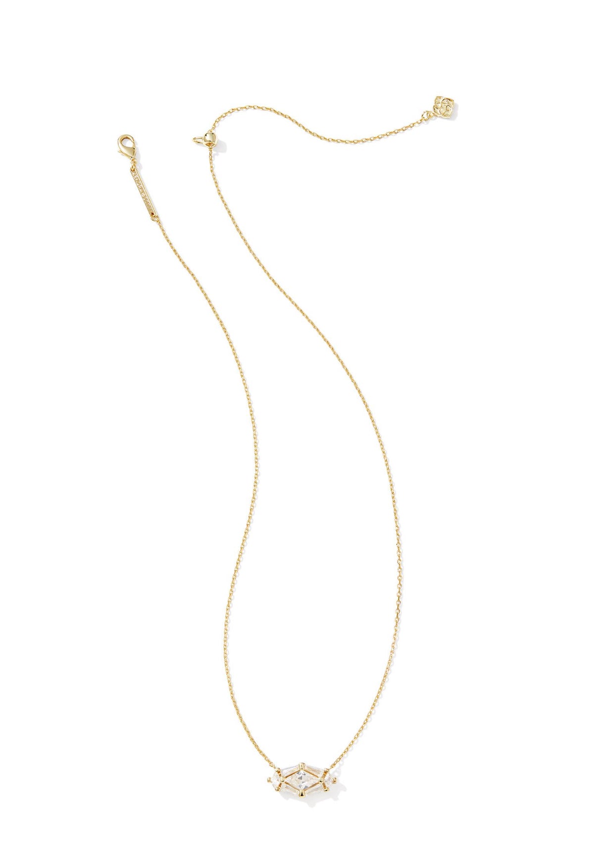 Lindy Rae Elisa White Crystal Gold Pendant Necklace