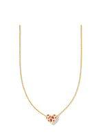 Load image into Gallery viewer, Holland Pink Crystal Heart Short Gold Pendant Necklace
