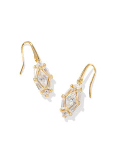 Lindy Rae Lee White Crystal Gold Drop Earring