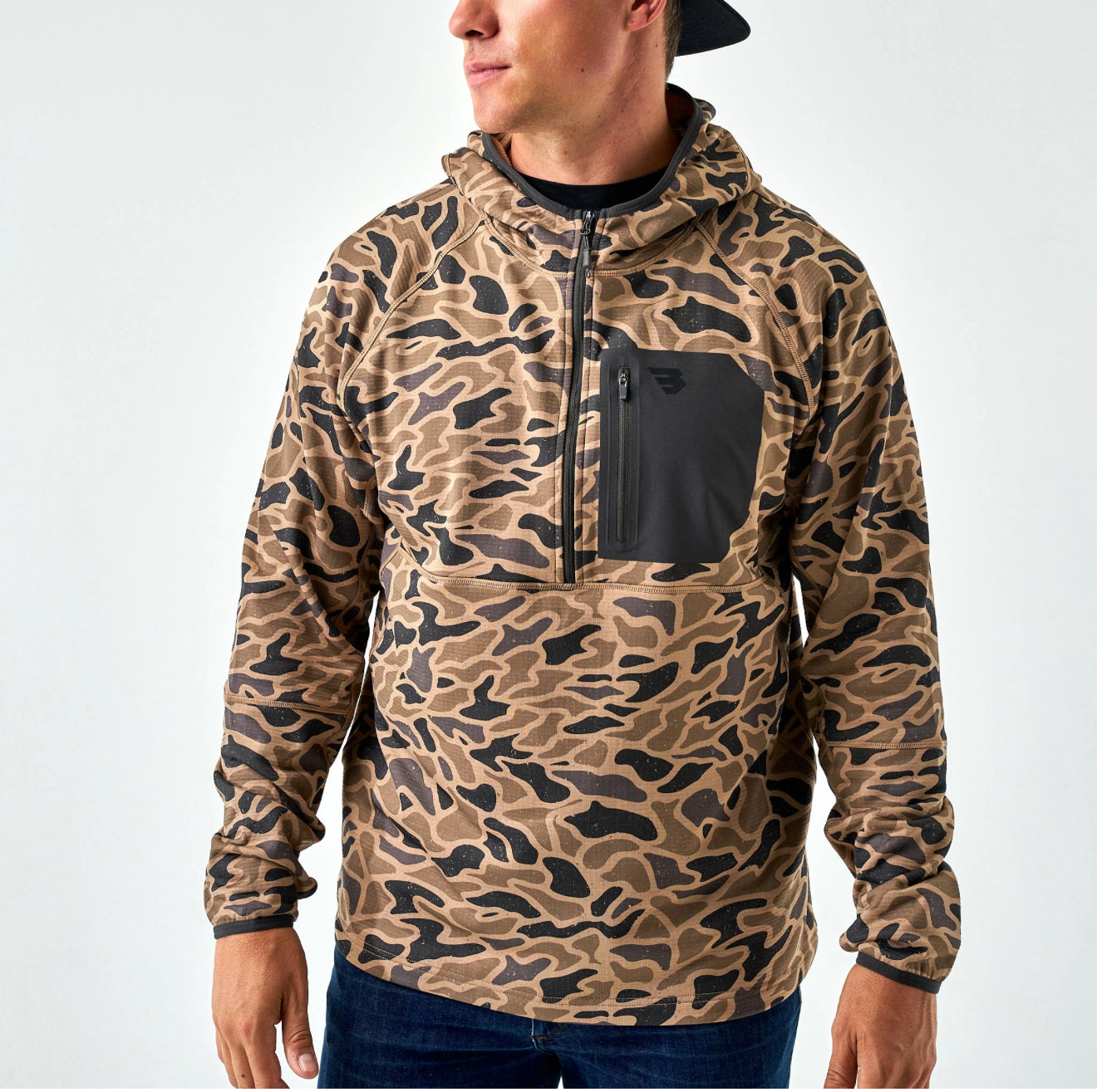 Burlebo Gauge Camo Blaze Tech Quarter Zip