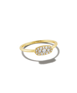 Grayson White Crystal Gold Band Ring, Size 6