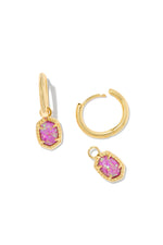 Load image into Gallery viewer, Daphne Magenta Opal Framed Huggie Gold Earring
