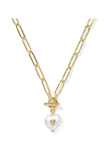 Load image into Gallery viewer, Sasha Pearl Heart Gold Link Chain Necklace
