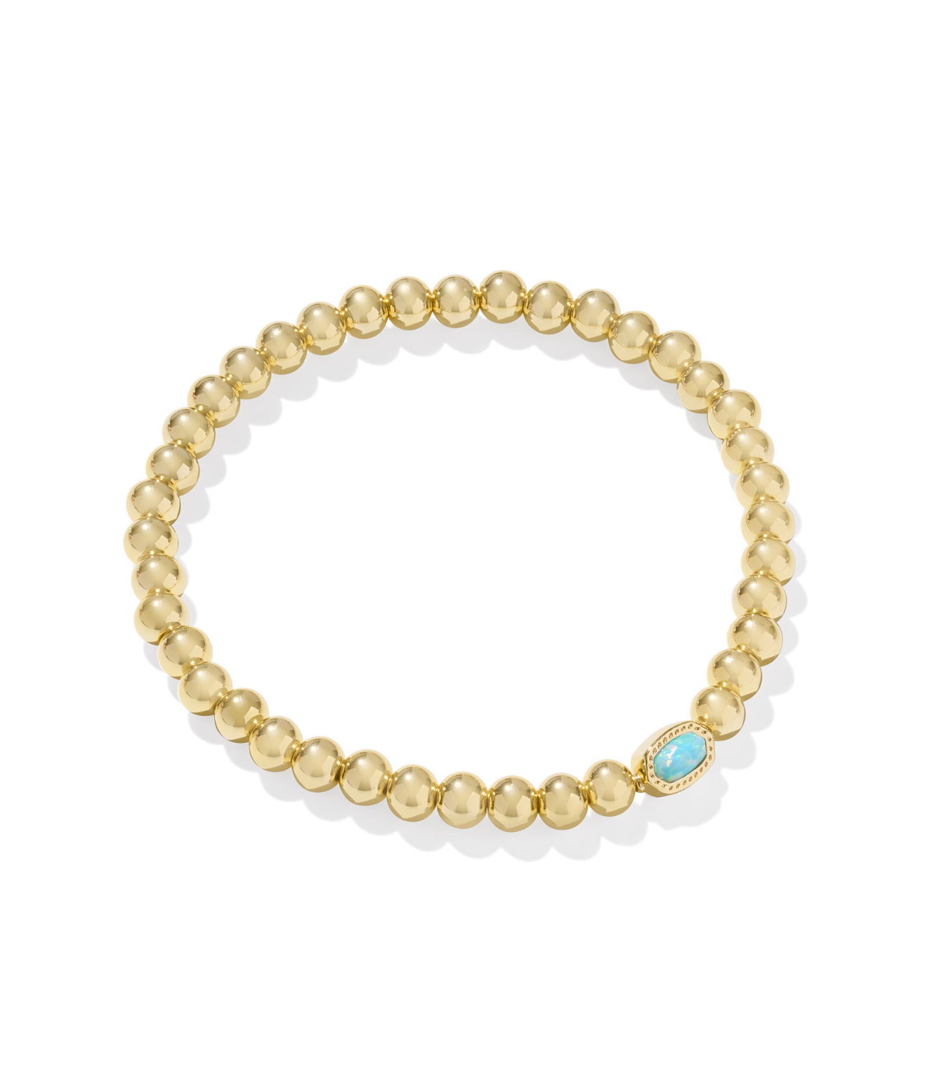 Mini Elaina Light Teal Kyocera Opal Gold Stretch Bracelet