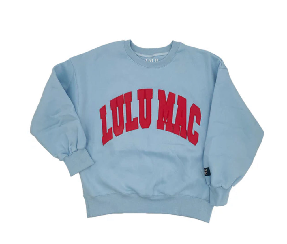 Lulu Mac Light Blue with Red Stiching