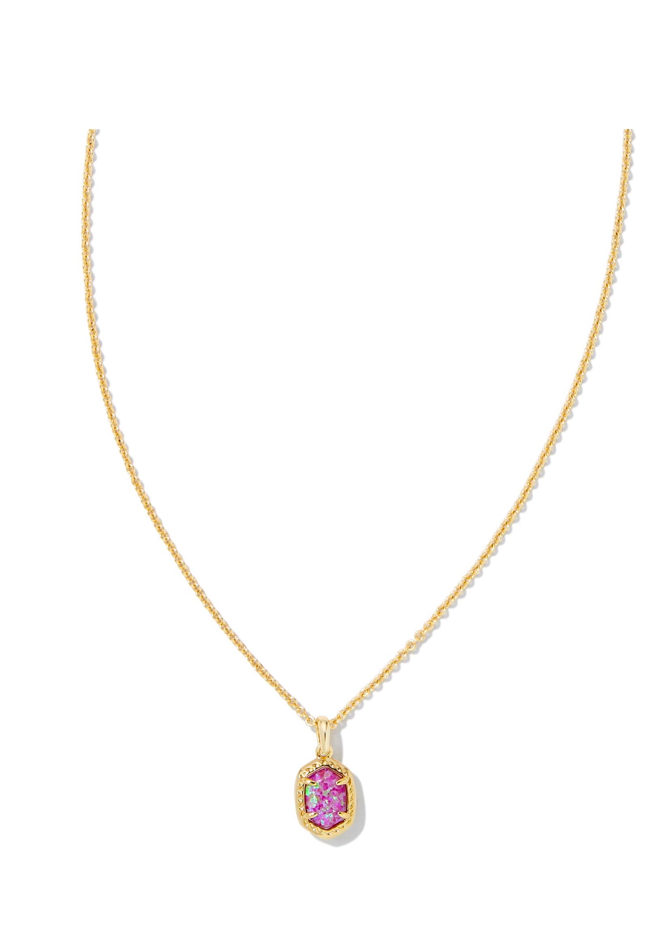 Daphne Magenta Opal Framed Gold Necklace