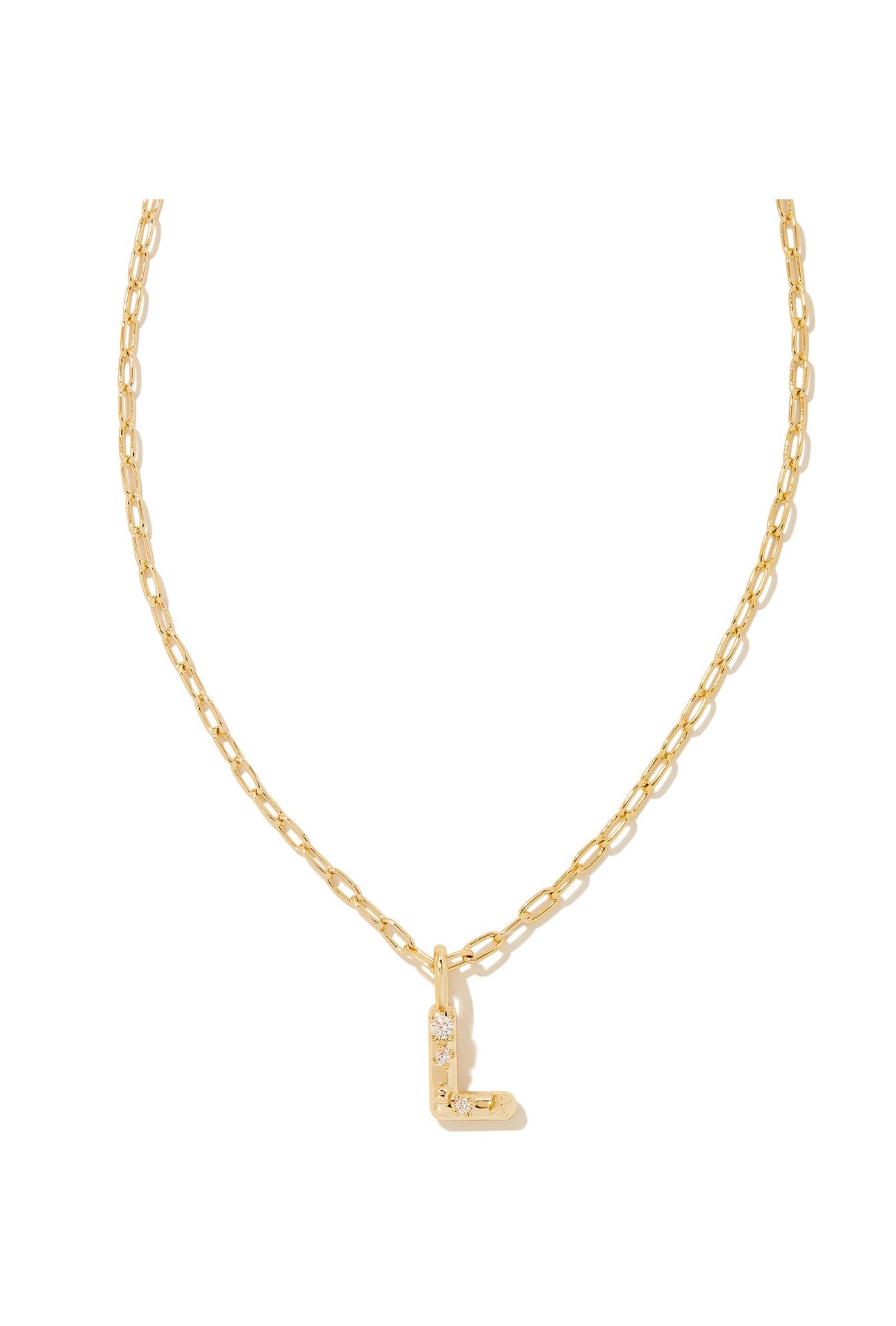 Crystal Letter L Pendant Gold Necklace