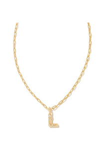 Crystal Letter L Pendant Gold Necklace
