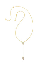 Load image into Gallery viewer, Grayson White Crystal Y Gold Necklace
