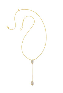 Grayson White Crystal Y Gold Necklace