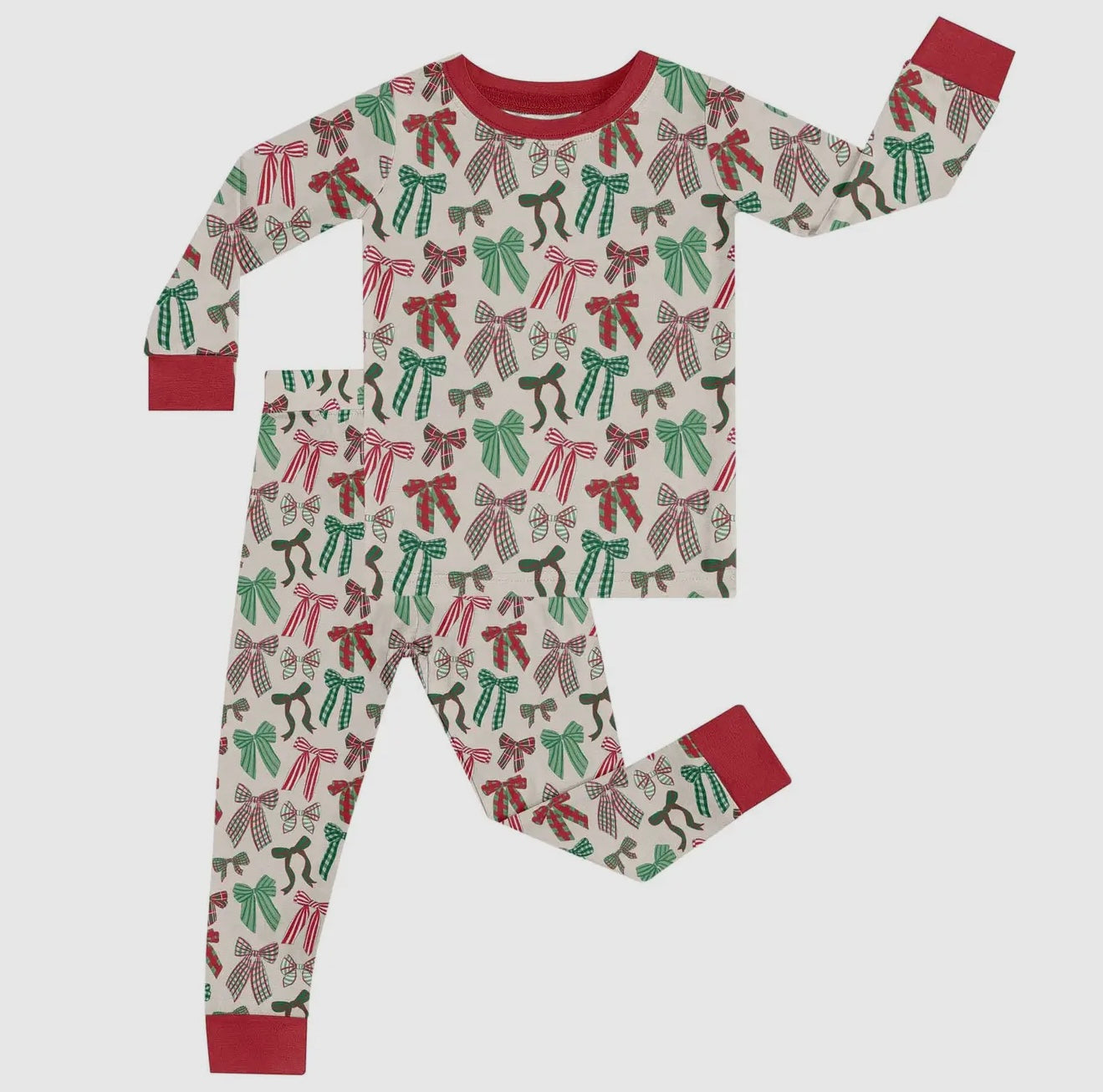 Long Sleeve Bow Holiday Toddler Pjs