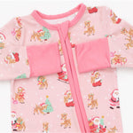 Load image into Gallery viewer, Pink Vintage Reindeer &amp; Santa Romper
