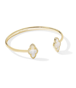 Abbie Pave Framed Ivory Mother Of Pearl Gold Cuff Bracelet