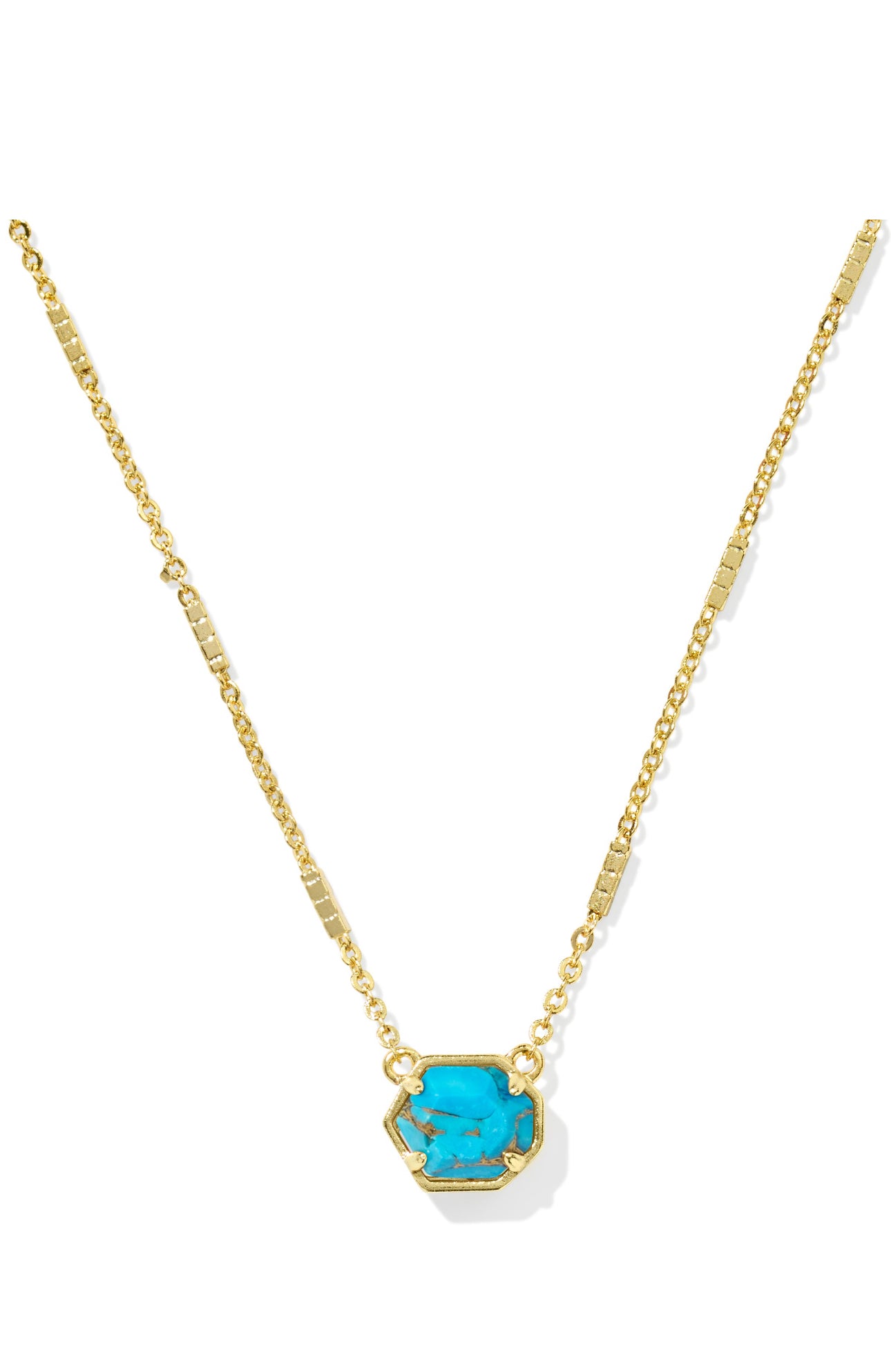 Mabel Bronze Veined Turquoise Gold Pendant Necklace